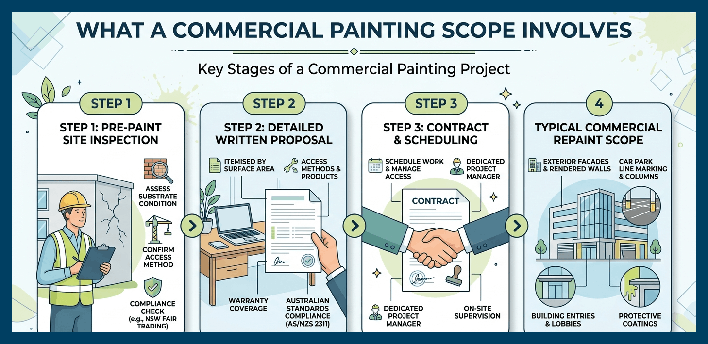 Step by step commercial painting scope Infographic